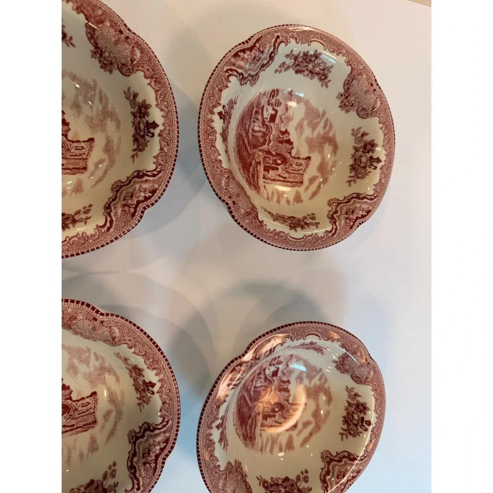 Johnson Brothers Old Britain Castles Pink Fruit Bowls Set of 5 Denbigh Castle